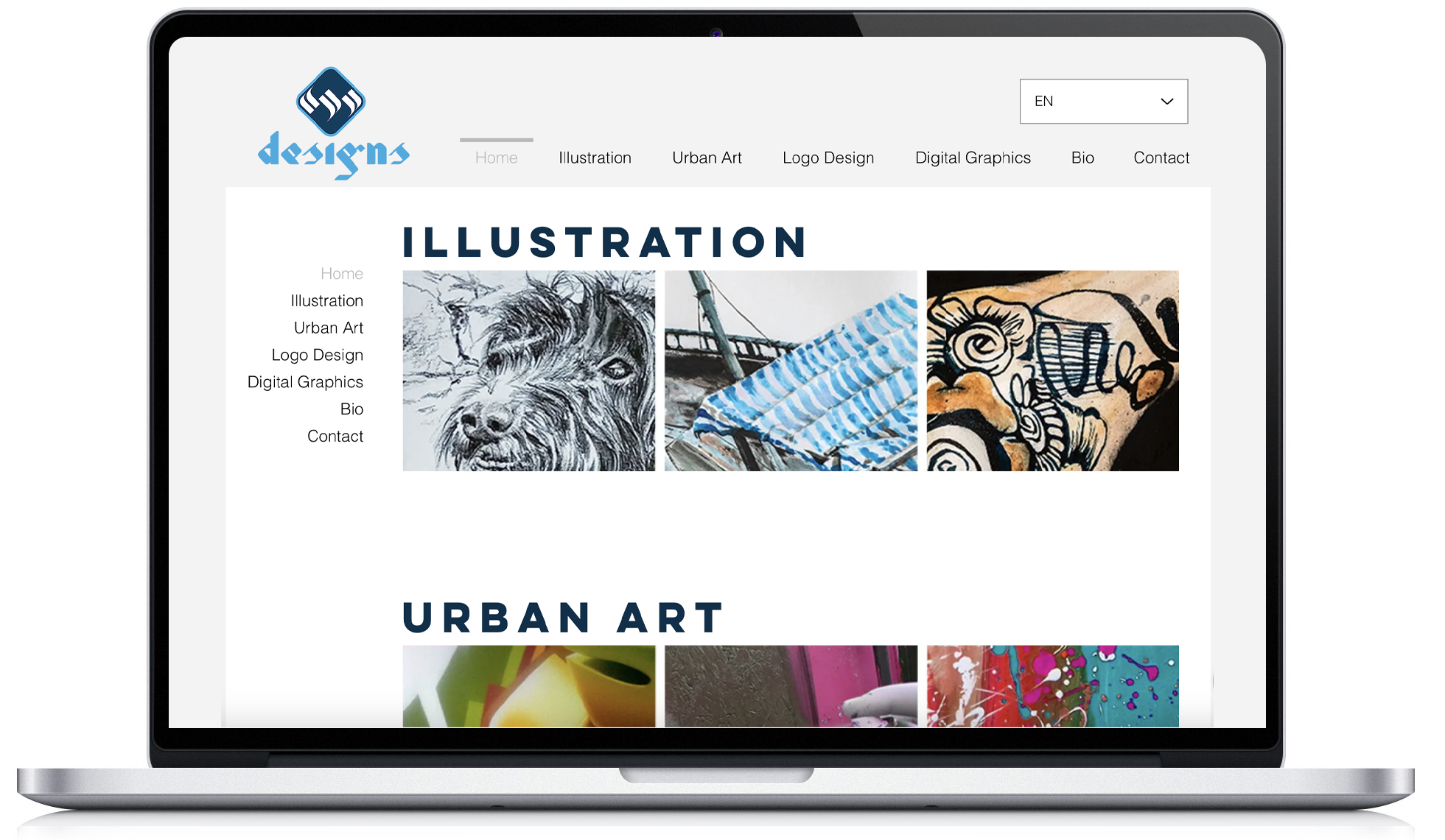 Laptop showing WriteHand Designs website